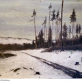 Зимний пейзаж в Келломяки" М. А. Забелина, 1908 г.